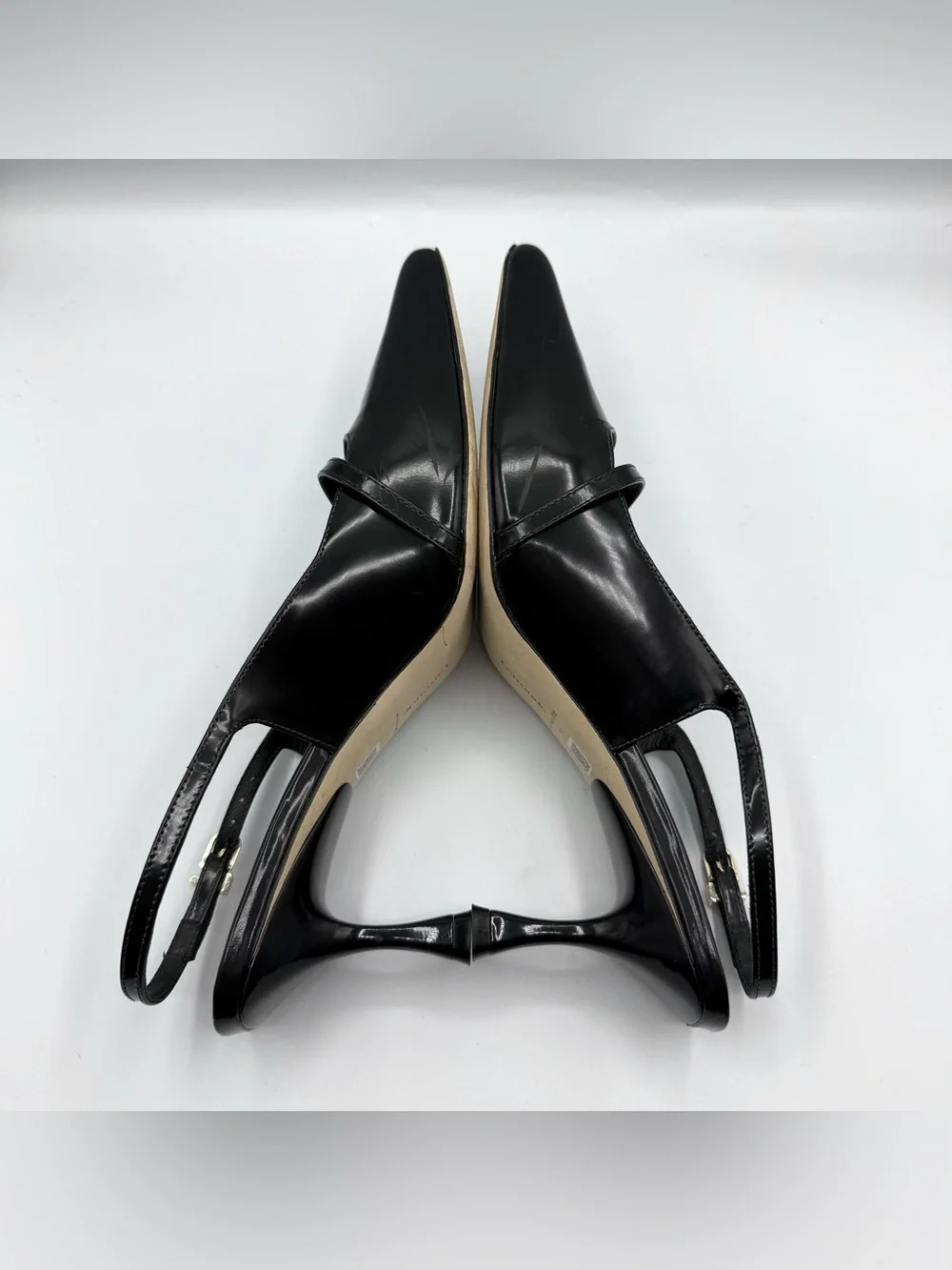 Larroudé Ines Leather Pump Women’s Black Size 11 Pointed Toe Slingback Heels